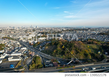 Drone aerial photography of Yokohama City (near Imai IC on the Yokohama Shindo Expressway) 130022176