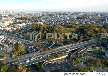 Drone aerial photography of Yokohama City (near Imai IC on the Yokohama Shindo Expressway) 130022177
