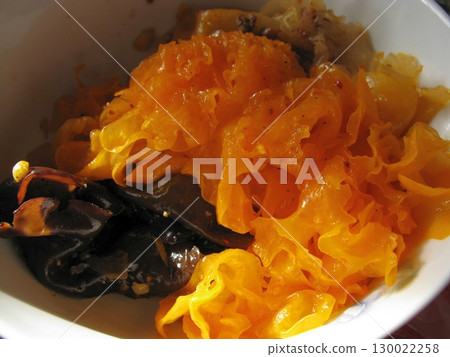 White Bowl with Mixed Preserves Including Candied Fruit and Dark Fruit Pieces 130022258