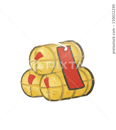 插畫素材:十日惠比壽的護身符、米捆 插畫素材:十日惠比壽的護身符、米捆 130022290