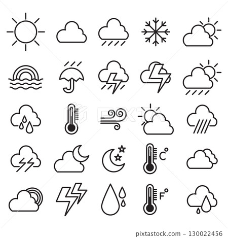 Weather icon temperature cloud sun and rain Weather icon temperature cloud sun and rain 130022456
