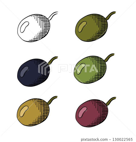 Olive berry single isolated colored. Vector graphic line ink illustration. background for banners, print for fabric, labels, t-shirt printing. Greek art botanical sign. Healthy product. Olive berry single isolated colored. Vector graphic line ink illustration. background for banners, print for fabric, labels, t-shirt printing. Greek art botanical sign. Healthy product. 130022565