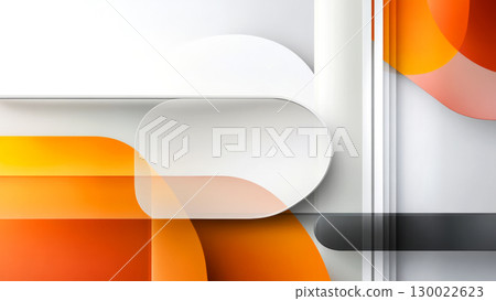 Abstract geometric design with orange and white shapes 130022623