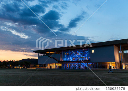 Prefectural Art Museum exterior at dusk 130022676
