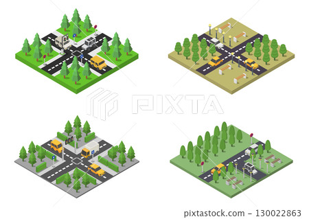 Isometric road intersections Isometric road intersections 130022863