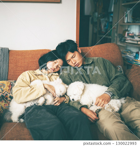 A nap with a dog 130022993