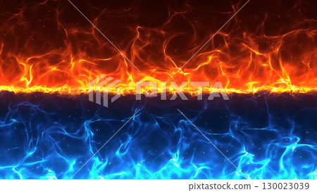 Red and blue conflicting flame effect background 130023039