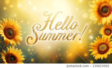 Hello summer vibrant sunflowers and golden glow celebrating the season 130023092