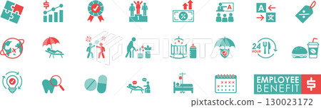 Employee Benefit Icon Set Business, HR and Corporate Perks 130023172