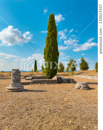 Ruins of the old Roman colony Clunia Sulpicia in Burgos, Castile and Leon, Spain. 130023507