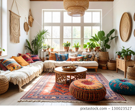 Living room interior coordination bohemian style 130023527