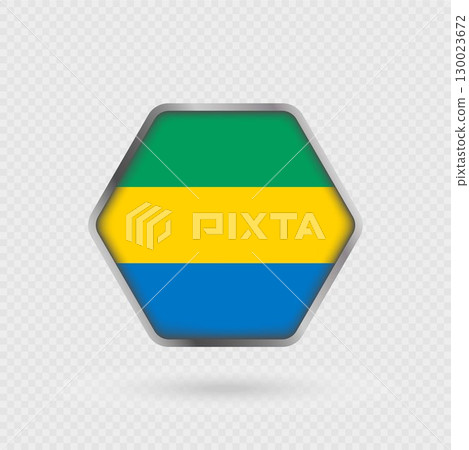 Gabon flag in a hexagon frame. Gabon flag in a hexagon frame. 130023672