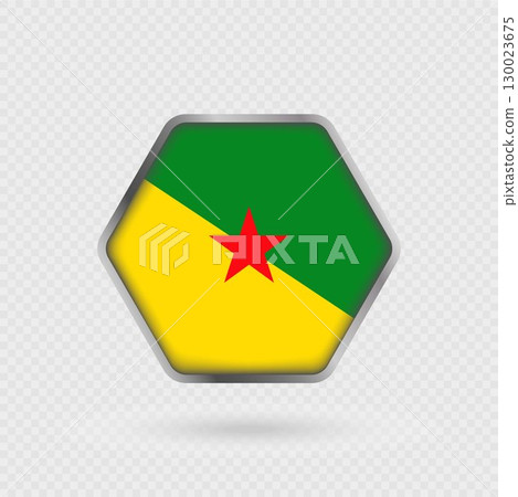 French Guiana flag in a hexagon frame. 130023675