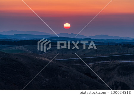 Kumamoto Prefecture: View of Mount Aso at dawn Kumamoto Prefecture: View of Mount Aso at dawn 130024518