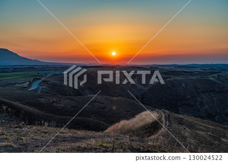 Kumamoto Prefecture: View of Mount Aso at dawn Kumamoto Prefecture: View of Mount Aso at dawn 130024522