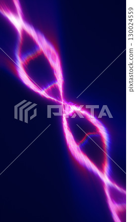 A vibrant loop of pink energy arcs across a deep blue background, forming a glowing symmetrical twist A vibrant loop of pink energy arcs across a deep blue background, forming a glowing symmetrical twist 130024559