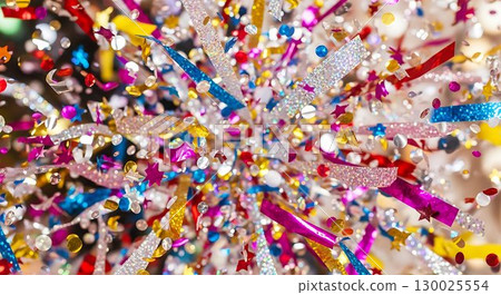 Shiny multicolored sequins sparkling like confetti. 130025554