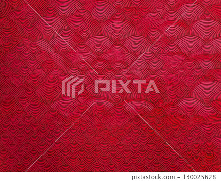 Image material of Japanese paper texture: Wave pattern, red 130025628