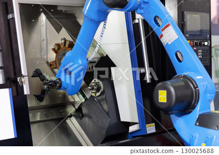 CNC lathe machine with collaborative robot 130025688