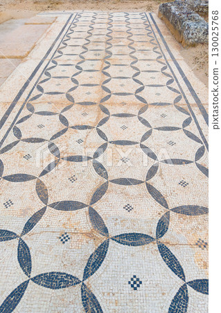 Close up view of ancient roman mosaic in the ruins of Clunia Sulpicia, Burgos, Castile and Leon Close up view of ancient roman mosaic in the ruins of Clunia Sulpicia, Burgos, Castile and Leon 130025768