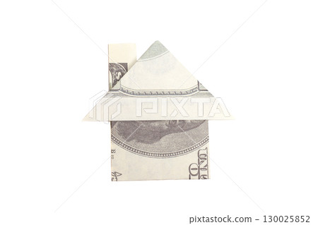 Money Origami House from a One Hundred Dollar Bill Note isolated Money Origami House from a One Hundred Dollar Bill Note isolated 130025852