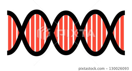DNA model icon, on transparent background, flat line design, vector illustration 130026093
