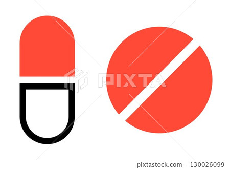 Drug Pills icon, on transparent background, flat line design, vector illustration 130026099
