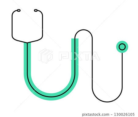 Medical Stethoscope icon, on transparent background, flat line design, vector illustration 130026105