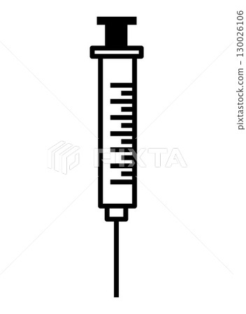 Medical syringe icon, on transparent background, flat line design, vector illustration Medical syringe icon, on transparent background, flat line design, vector illustration 130026106