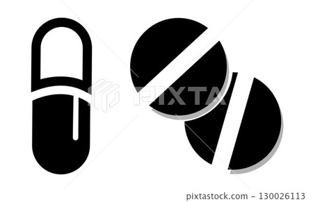 Drug Pills icon, on transparent background, flat line design, vector illustration Drug Pills icon, on transparent background, flat line design, vector illustration 130026113