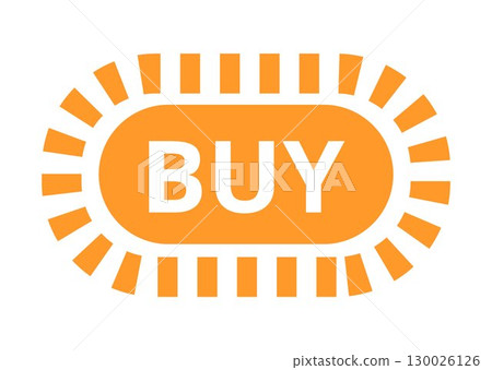 Buy button icon, on transparent background, flat line design, vector illustration, shopping concept 130026126