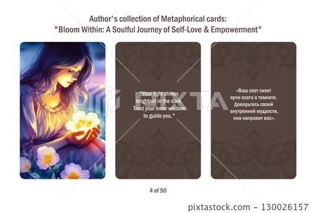 Metaphorical cards for women. Blossom from within a soulful journey to self-love and empowerment, answers to questions. Metaphorical cards for women. Blossom from within a soulful journey to self-love and empowerment, answers to questions. 130026157