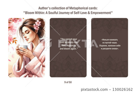 Metaphorical cards for women. Blossom from within a soulful journey to self-love and empowerment, answers to questions. Metaphorical cards for women. Blossom from within a soulful journey to self-love and empowerment, answers to questions. 130026162