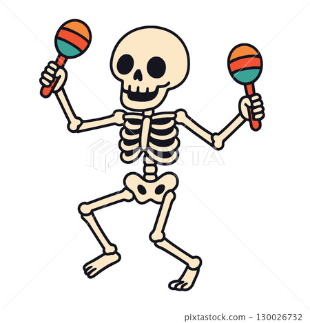 Coloring book coloring page skeleton transparency dancing maracas festive illustration Coloring book coloring page skeleton transparency dancing maracas festive illustration 130026732
