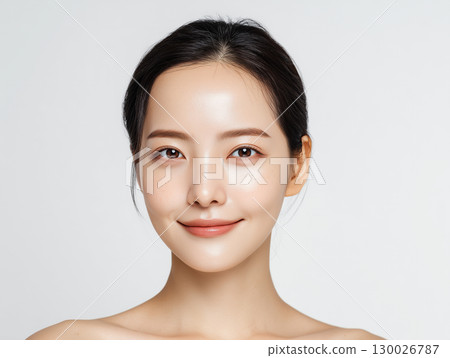 Beauty portrait of an Asian woman with beautiful and radiant skin (beauty advertising skincare) 130026787