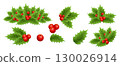 Holly berry colorful vector border 130026914