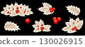 Holly berry colorful vector border 130026915