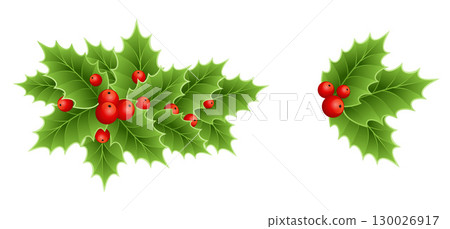 Holly berry colorful vector border 130026917