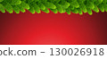 Pine tree branch border vector illustration. Fir twigs with green needles. Winter holiday evergreen decoration 130026918