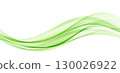 Abstract vector background, transparent waved lines. Green smoke wave. 130026922