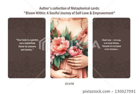 Metaphorical cards for women. Blossom from within a soulful journey to self-love and empowerment, answers to questions. 130027091