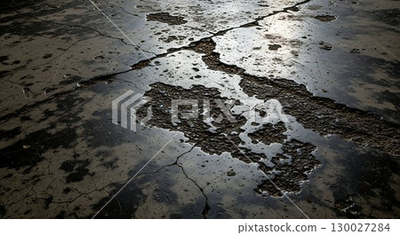 Old cracked asphalt road surface with texture. 130027284