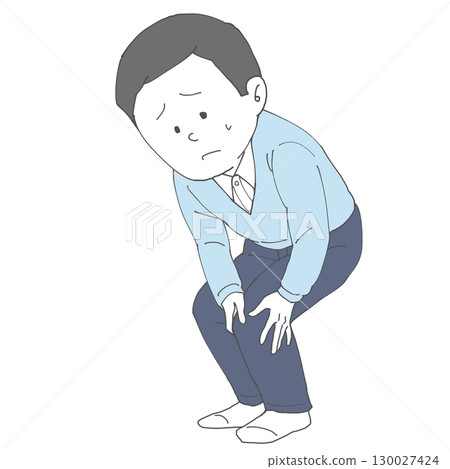 A man feeling discomfort in his knee A man feeling discomfort in his knee 130027424