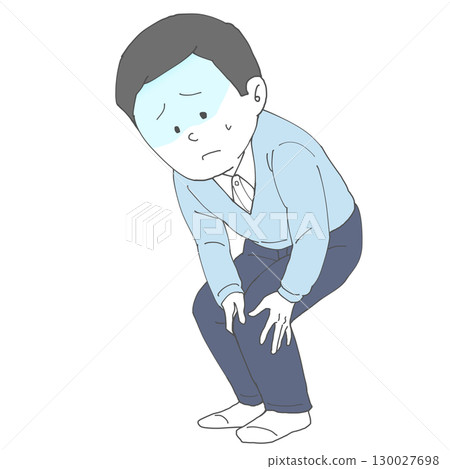 A man who feels discomfort in his knee turns pale A man who feels discomfort in his knee turns pale 130027698