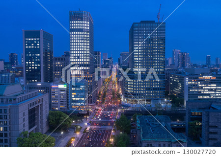 Osaka Prefecture Night view of Midosuji and Osaka cityscape 130027720