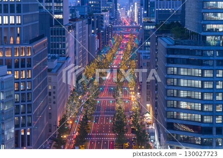 Osaka Prefecture Night view of Midosuji and Osaka cityscape 130027723