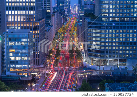 大阪府 禦堂筋夜景與大阪城市景觀 大阪府 禦堂筋夜景與大阪城市景觀 130027724