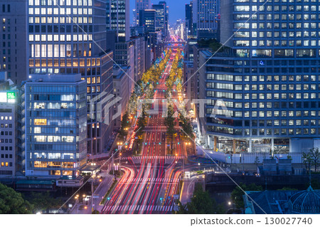 Osaka Prefecture Night view of Midosuji and Osaka cityscape Osaka Prefecture Night view of Midosuji and Osaka cityscape 130027740