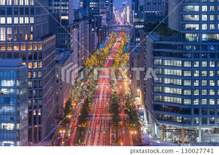 大阪府 禦堂筋夜景與大阪城市景觀 130027741