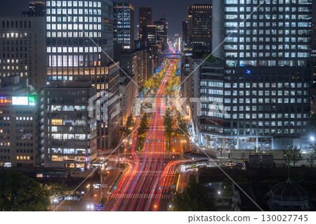 Osaka Prefecture Night view of Midosuji and Osaka cityscape 130027745